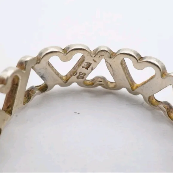Vintage Sterling Silver 925 Heart Ring Band Size 7 - Picture 6 of 8